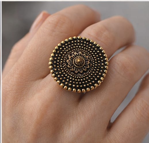 Boho Sunflower Statement Ring