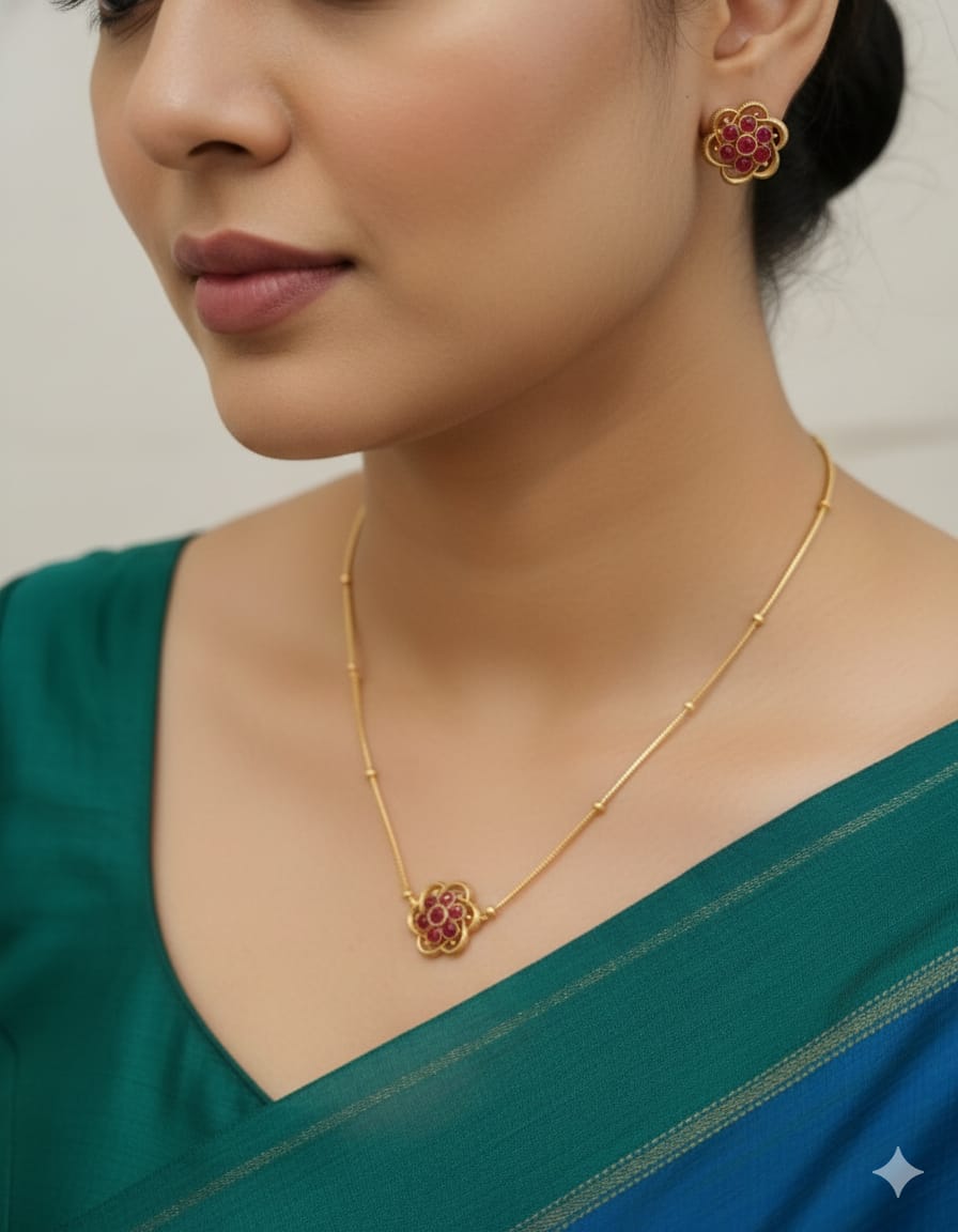 Floral Gold Necklace Set