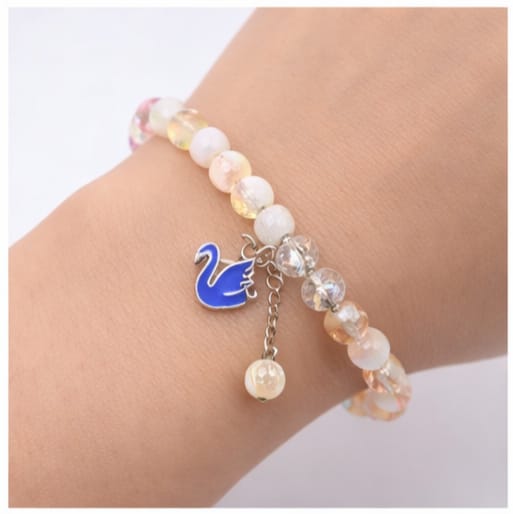 Beaded Bracelet with Swan Charm