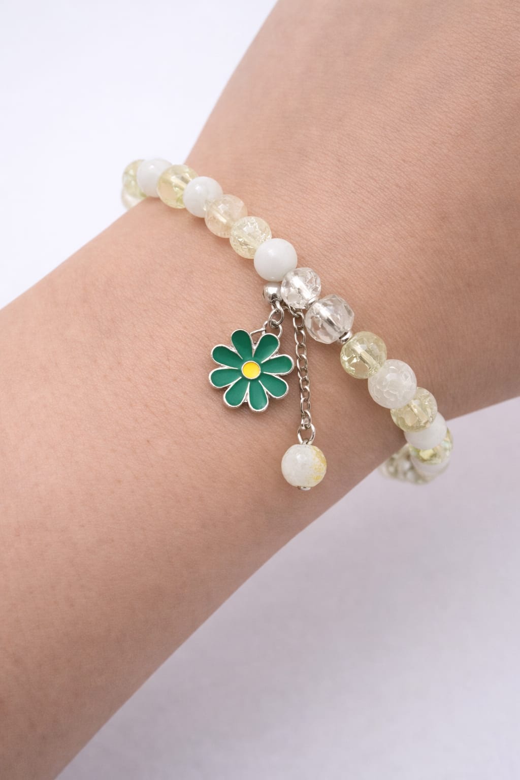 Beaded Flower Charm Bracelet