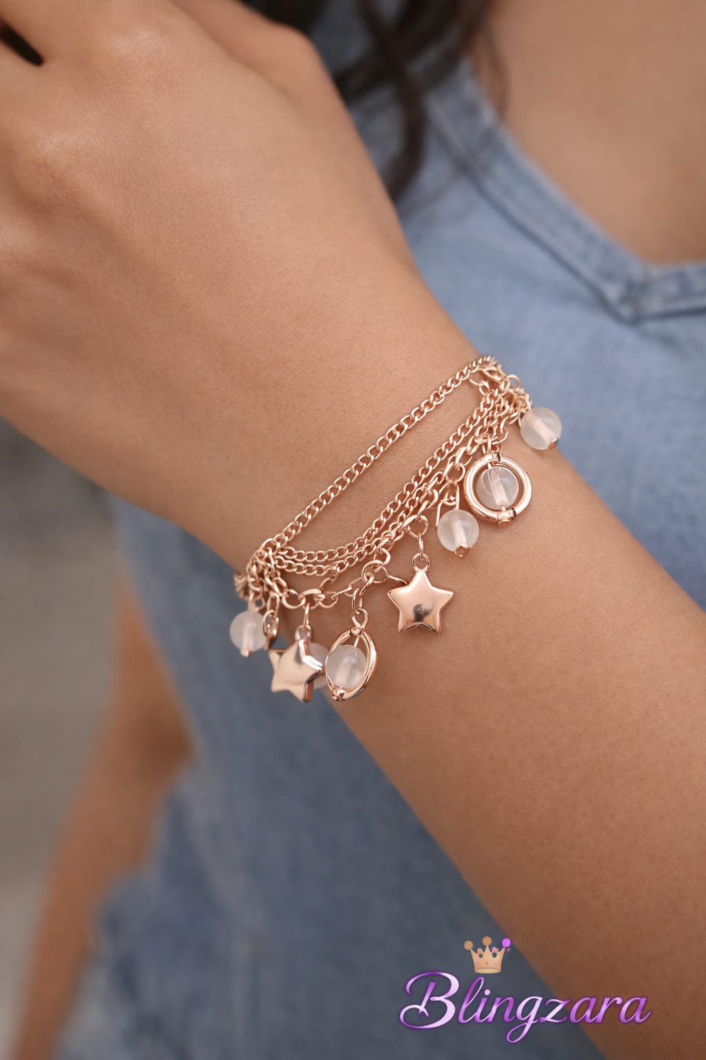 Rose Gold 4layer Charm Bracelet
