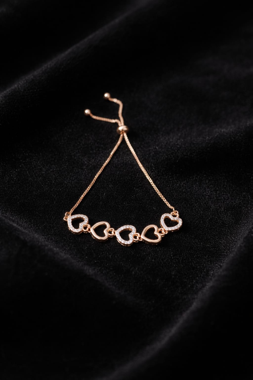 Anti-Tarnish Premium 5 sideheart Heart Charm Bracelet