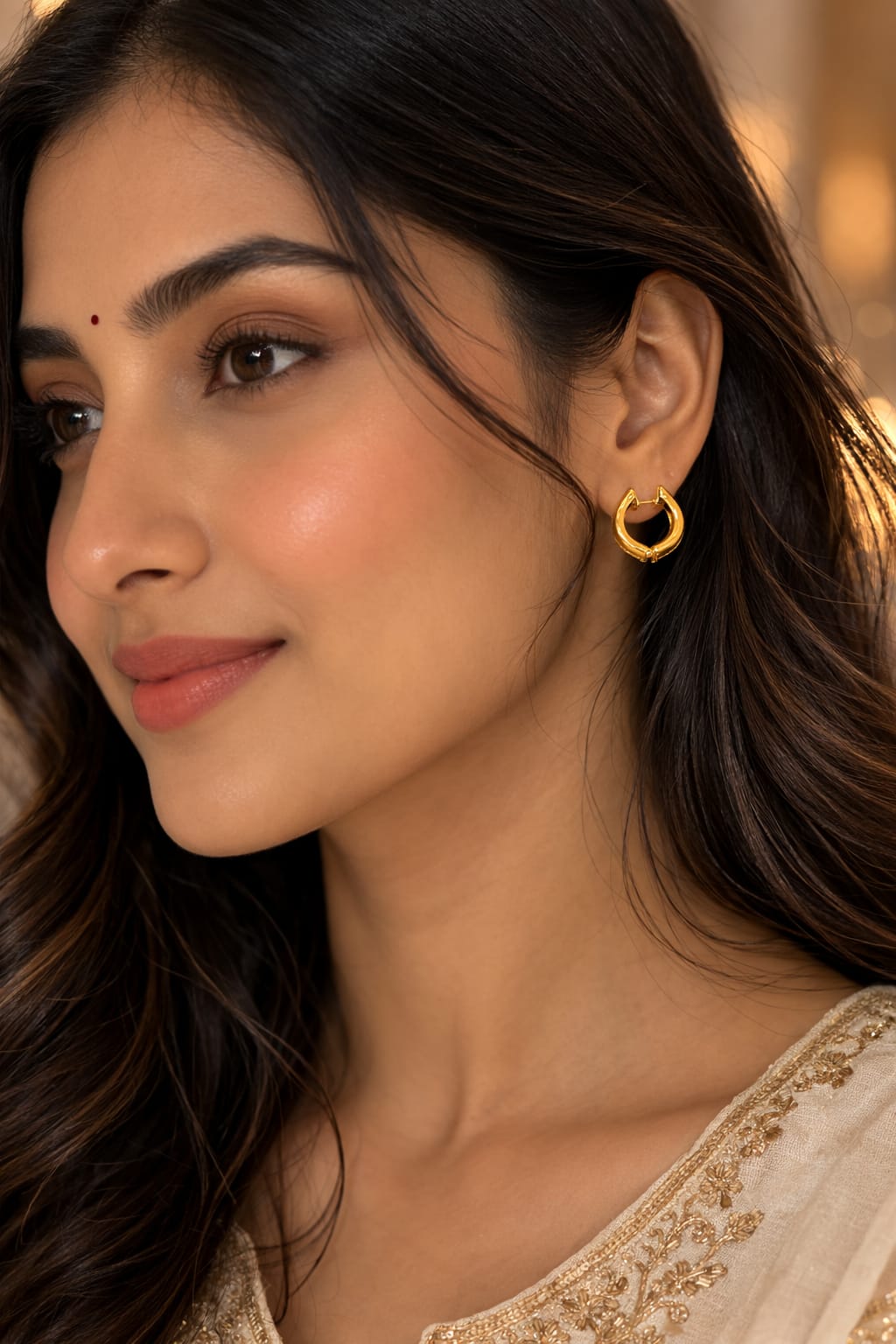 Gold mini hoop earring