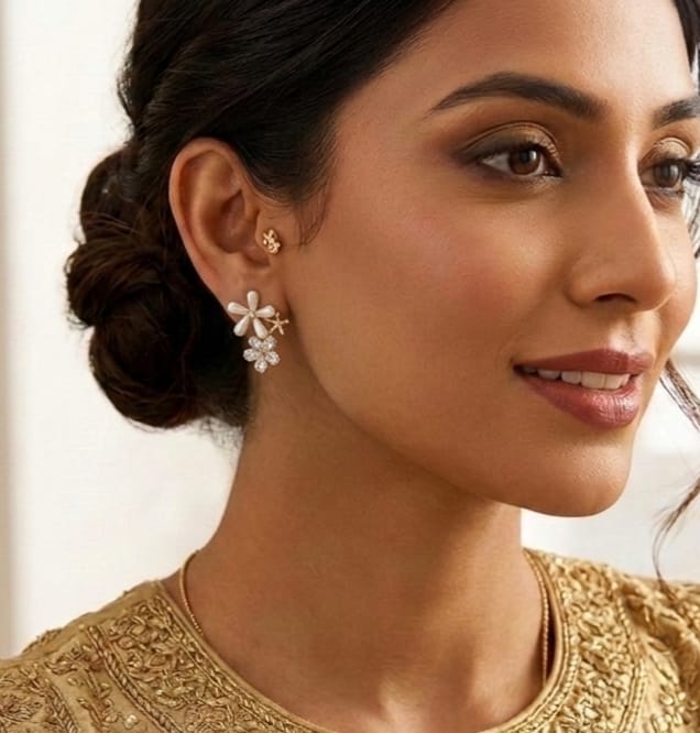 Floral Pearl Crystal Earrings