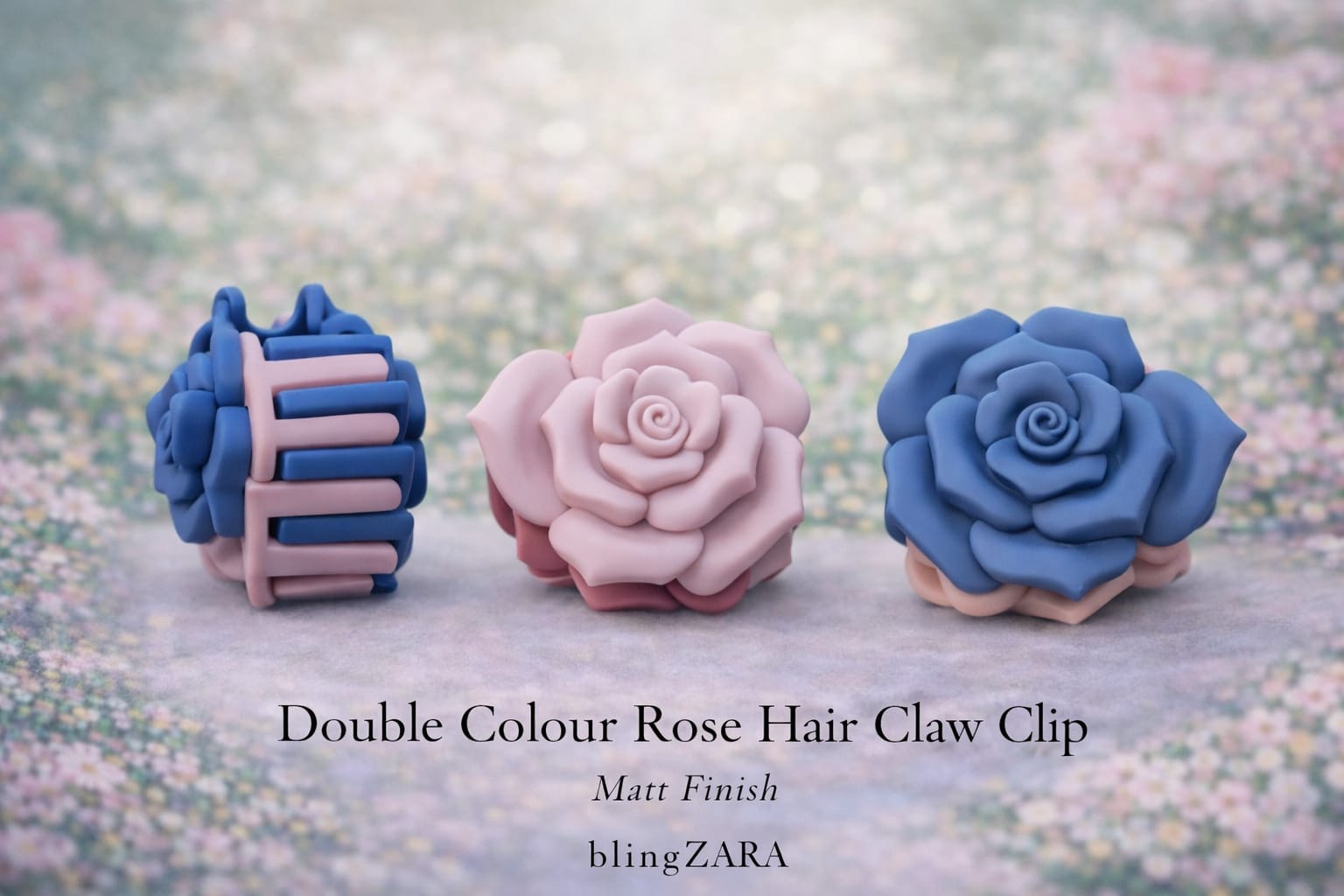 Double Colour Rose Hair Claw Clip- Random color will be shipped