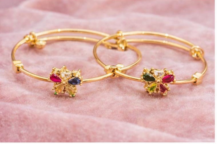 Gold Butterfly Multicolor Bangles - 1pair