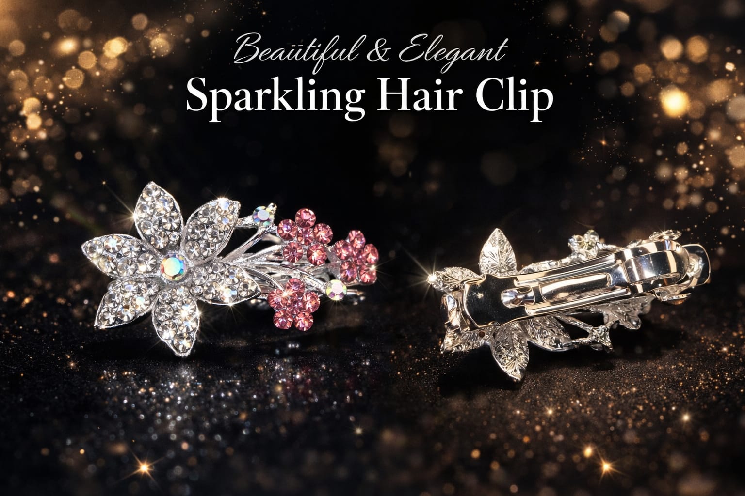 Premium AD small Floral Crystal Hair Clip (Random color will be shipped)