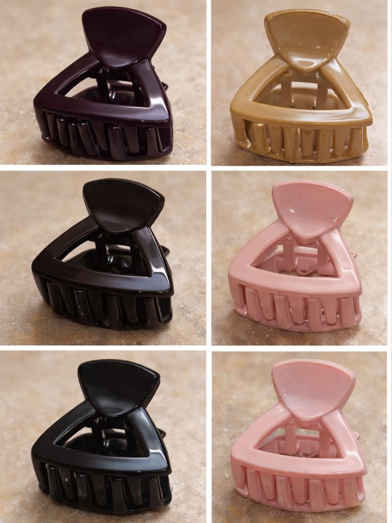 Glossy Triangle Hair Clips- Single Random color will be shipped
