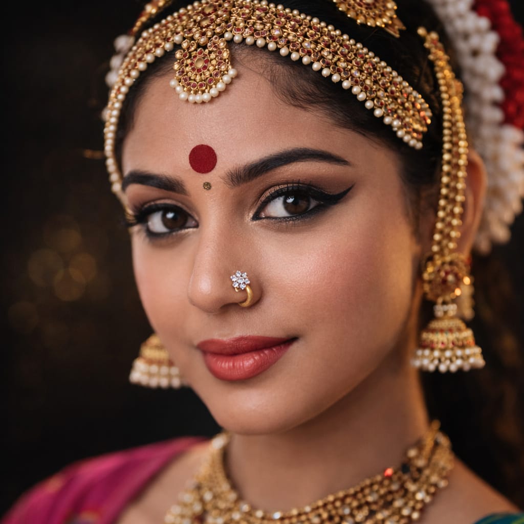 Gold Floral TUPS American Diamond Nose Ring - Nose piercing not required