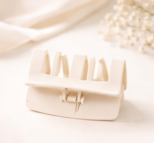 Matte Cream Minimalist Hair Claw Clip