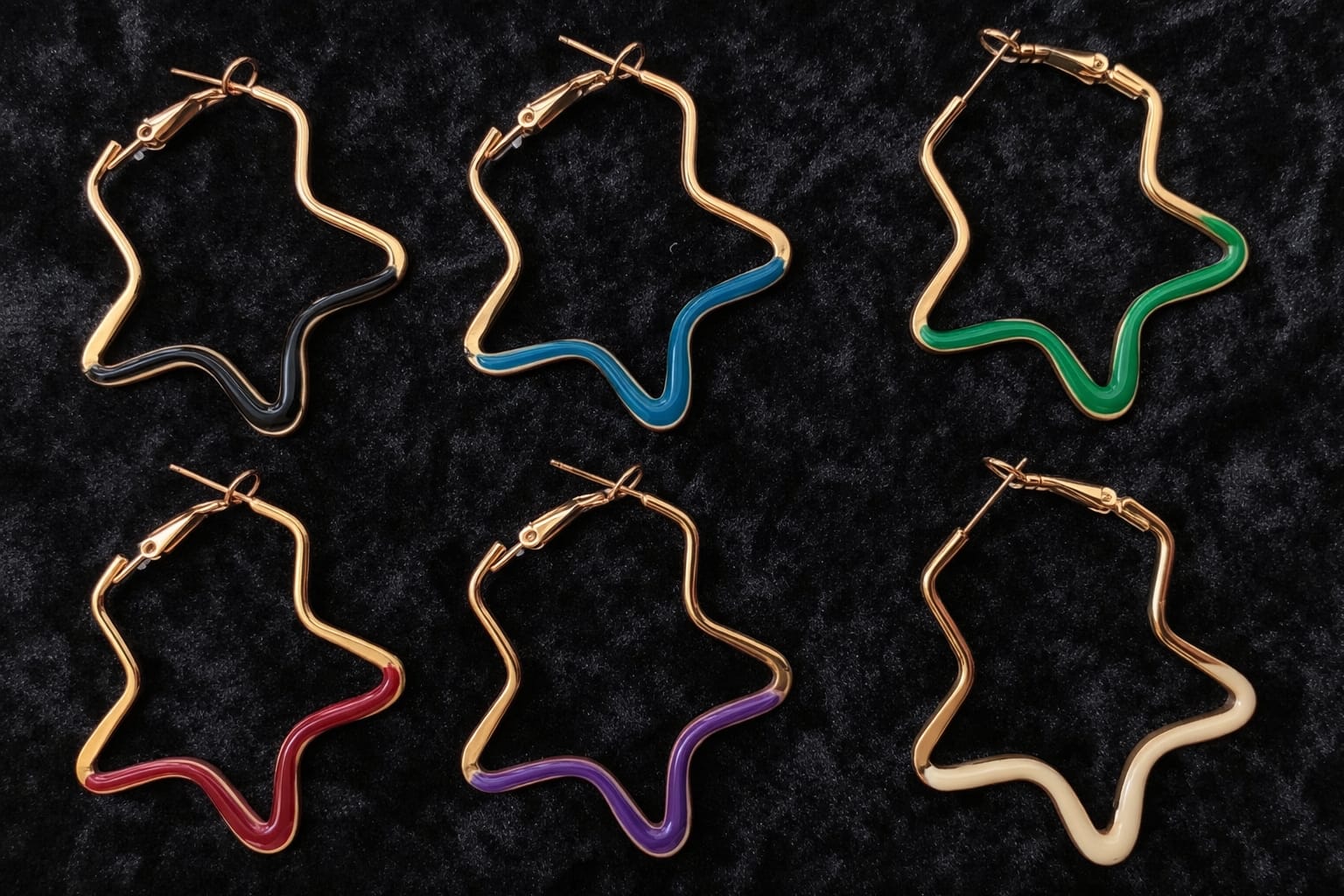Star-Shaped Enamel Hoop Earring (Random color-pair will be sent)