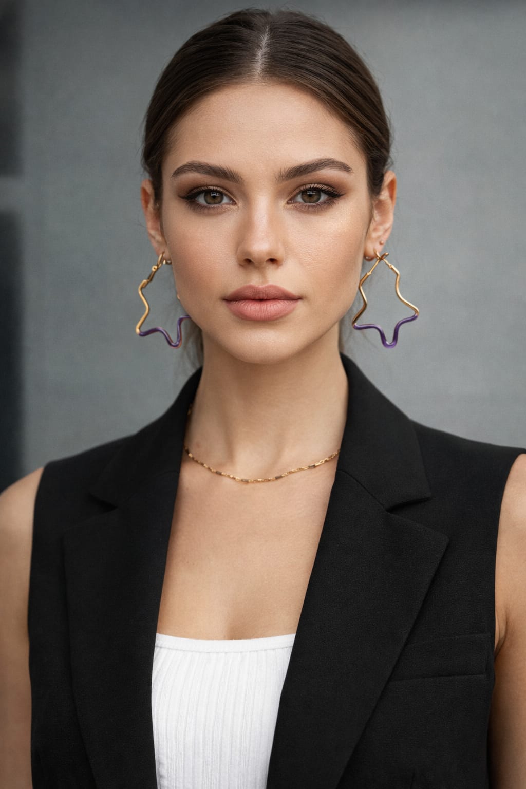 Star-Shaped Enamel Hoop Earring (Random color-pair will be sent)