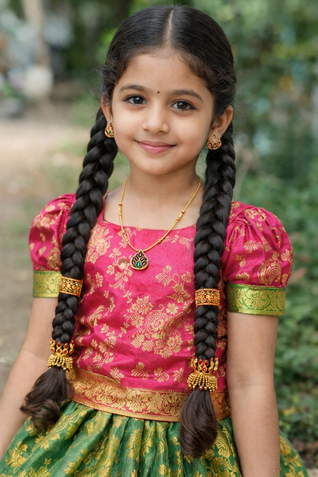 Red green 6petal Gold-Plated Pendant earring Set