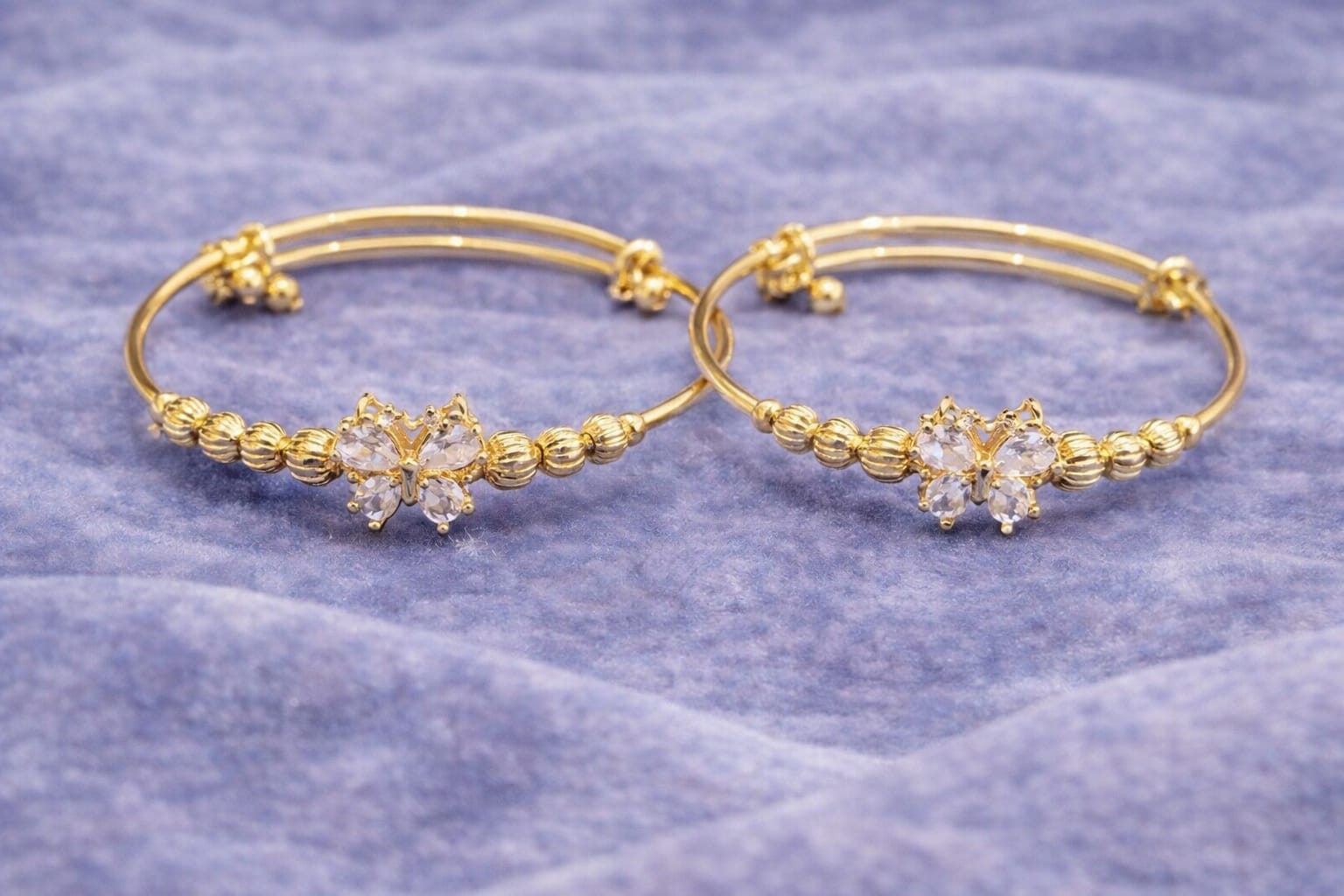 Gold White Butterfly Bracelets pair