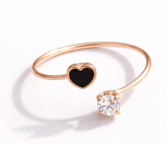 Gold-plated heart and crystal ring
