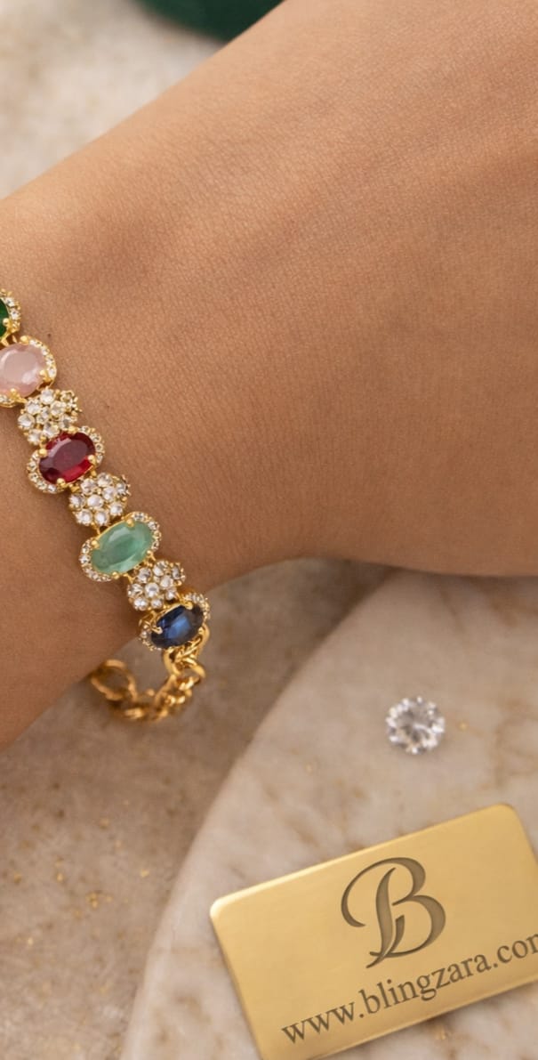 Premium Multi-Gemstone Gold Bracelet