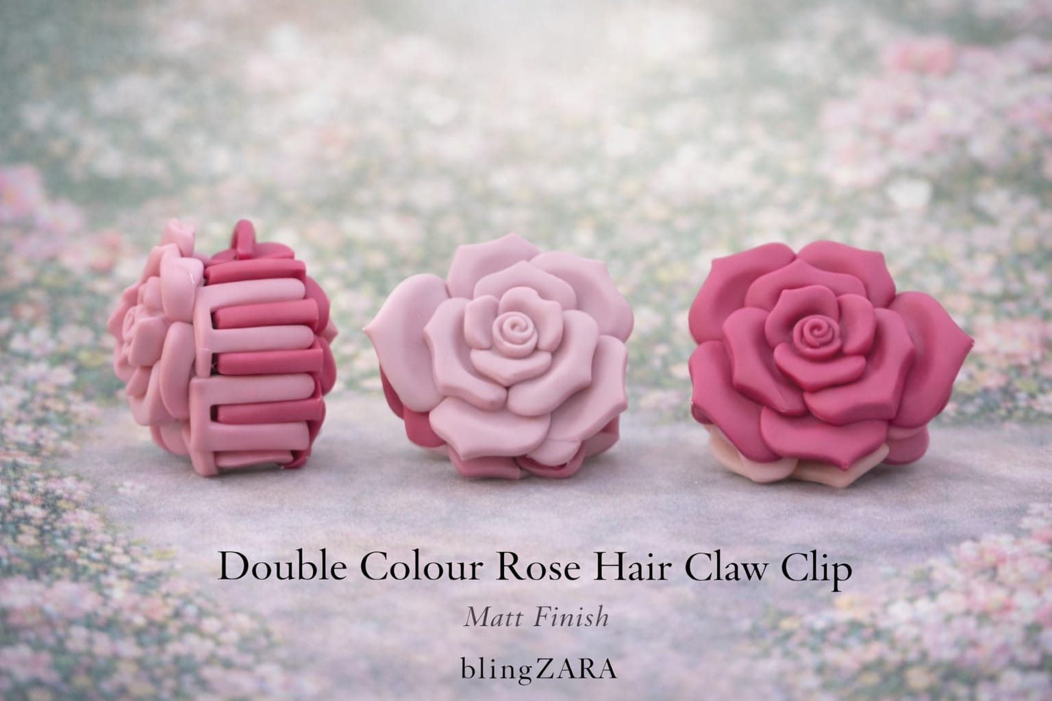 Double Colour Rose Hair Claw Clip- Random color will be shipped