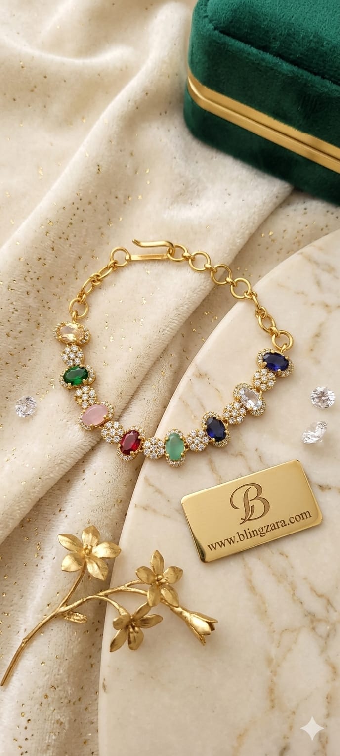 Premium Multi-Gemstone Gold Bracelet