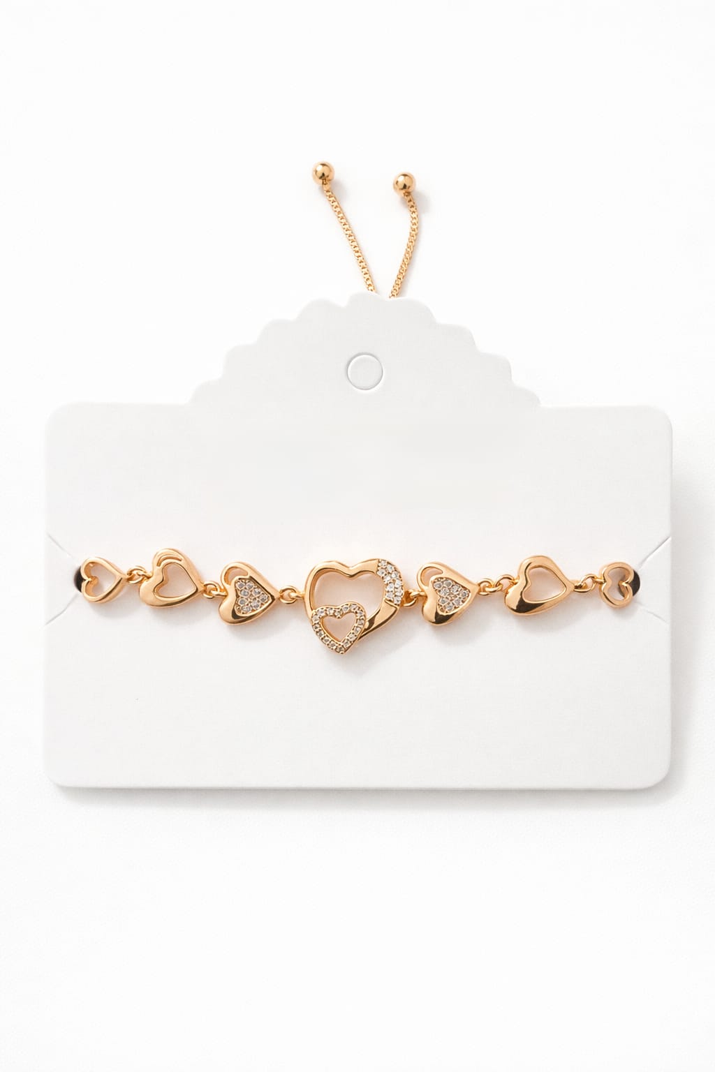 Anti-Tarnish Premium 5heart Gold Charm Bracelet