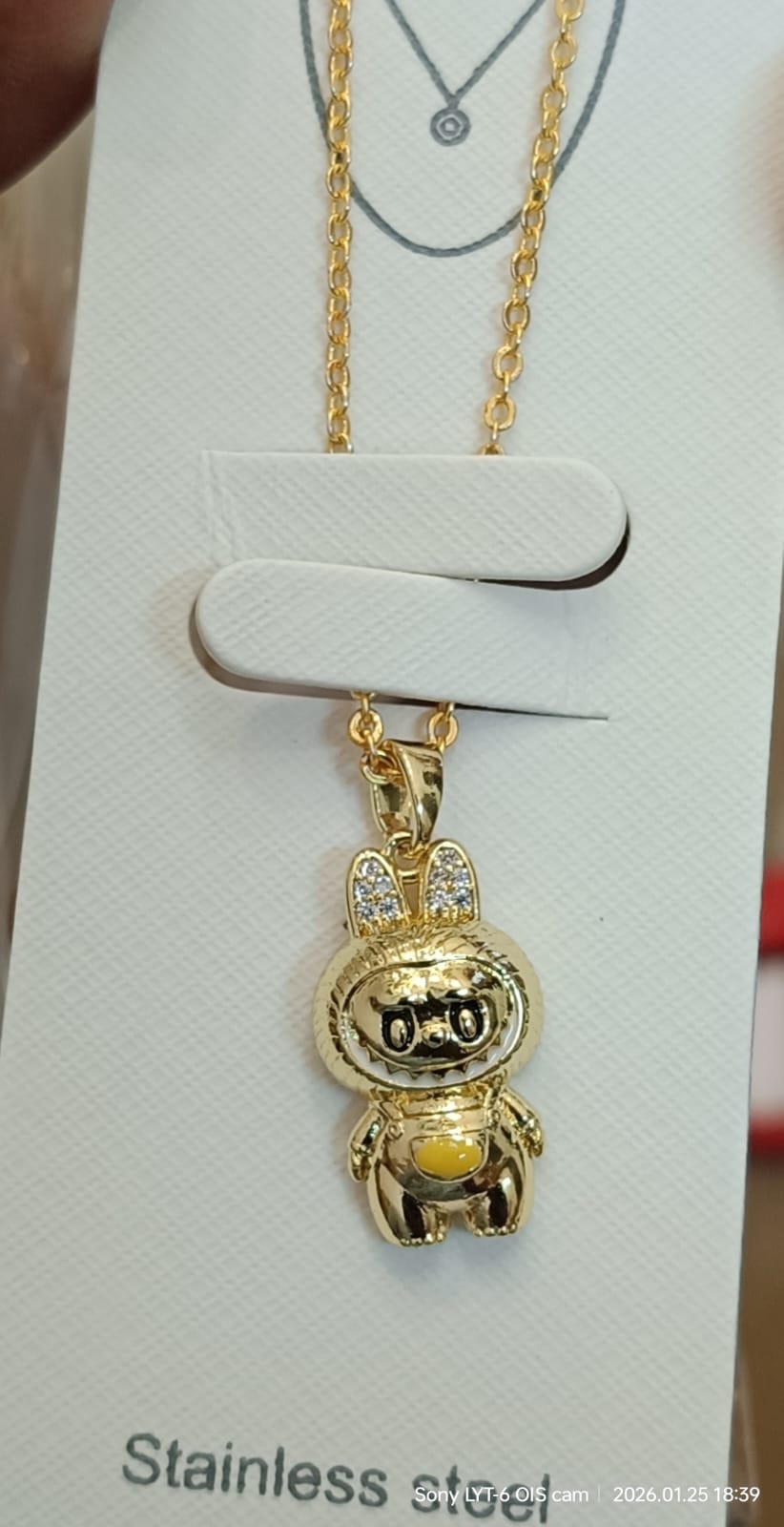 Anti-Tarnish Kids Labubu Pendant Gold Chain
