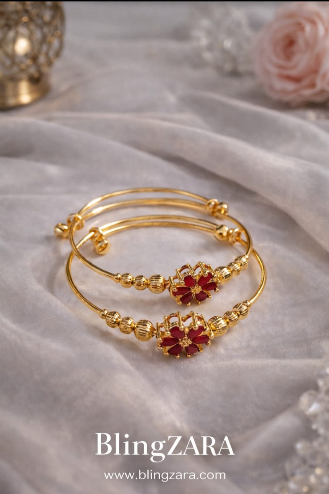 Elegant Gold-Plated Floral Bangles