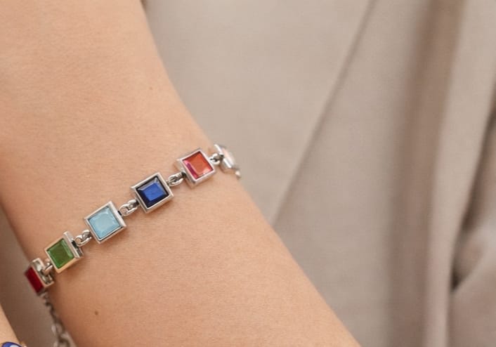Colorful Square Gem Bracelet