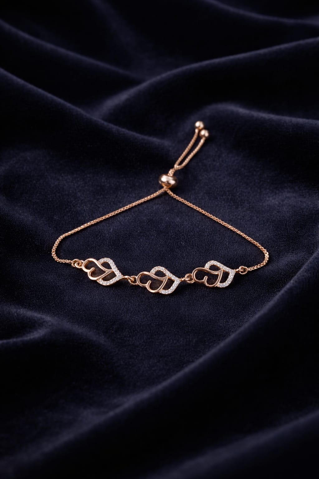 Anti-Tarnish Premium Double Heart-3Link Bracelet