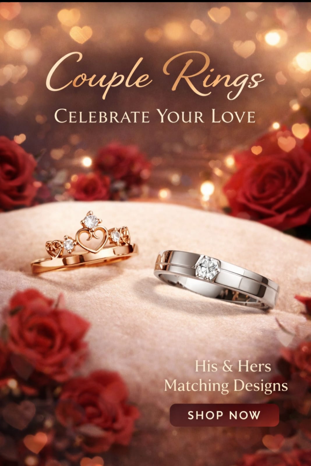 Valentines day Couple Rings set- Expandable size