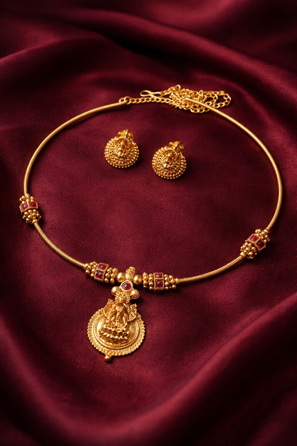 Antique Goddess Circle Choker Necklace earring set