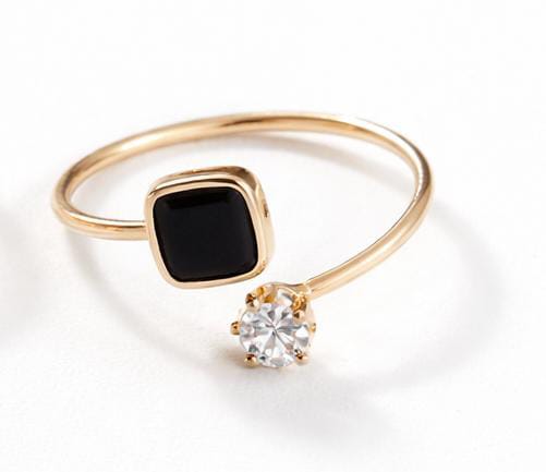 Elegant Dual square Stone Gold Ring
