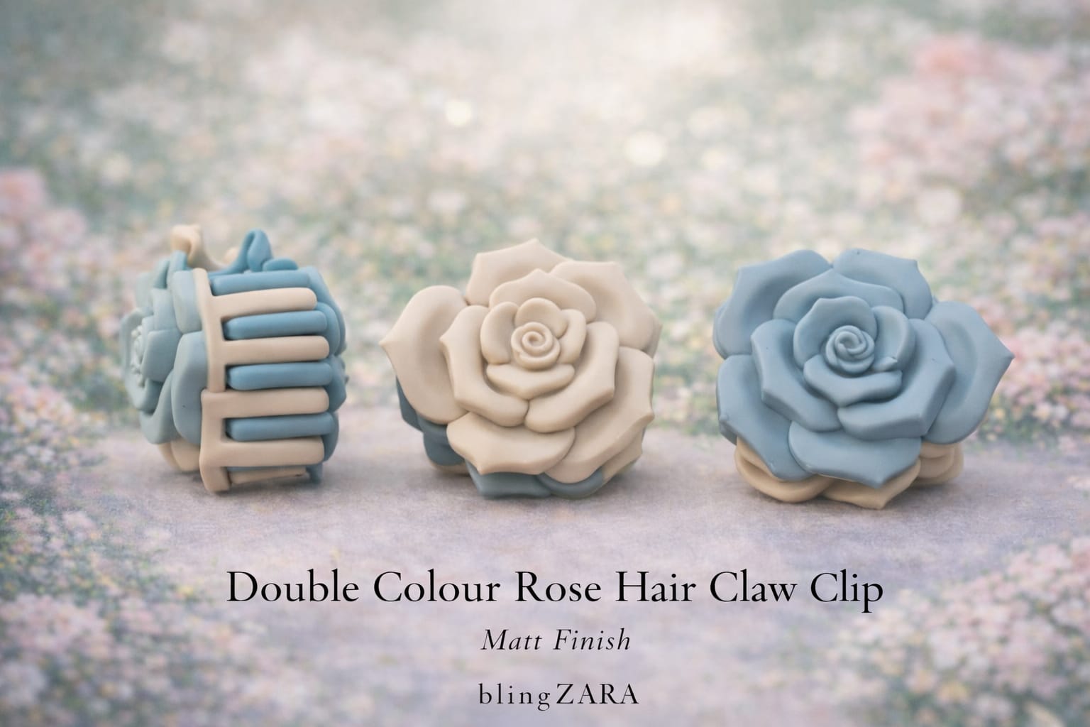 Double Colour Rose Hair Claw Clip- Random color will be shipped
