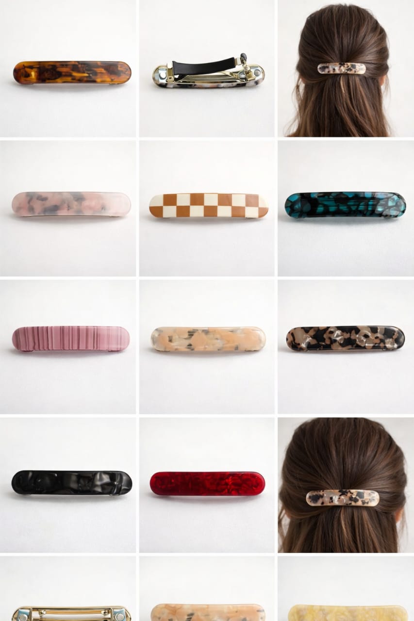 Premium quality Glossy Hair Barrette - Single Random design will be shipped
