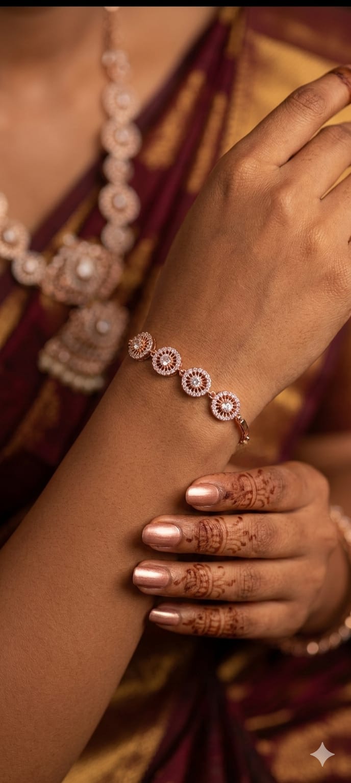 Elegant Rose Gold AD circle Bracelet