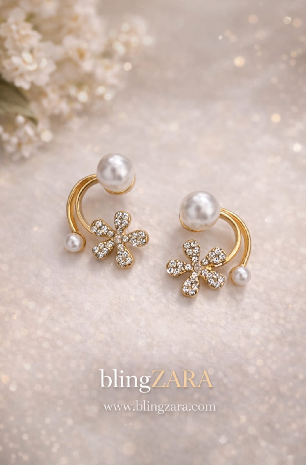 Elegant Floral Pearl Earrings