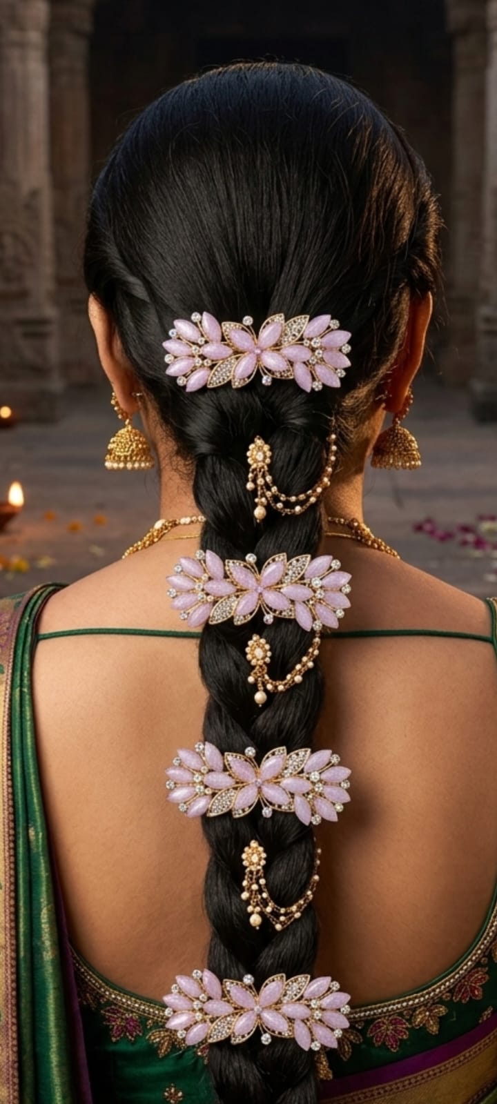 Premium Floral Crystal Sparkling Hair Clip (Random color will be shipped)