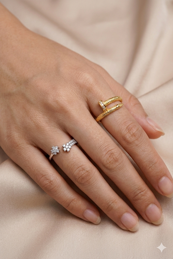 Elegant Gold & Silver Ring Set