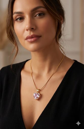 Heart-Shaped Gold Plated Pendant Necklace