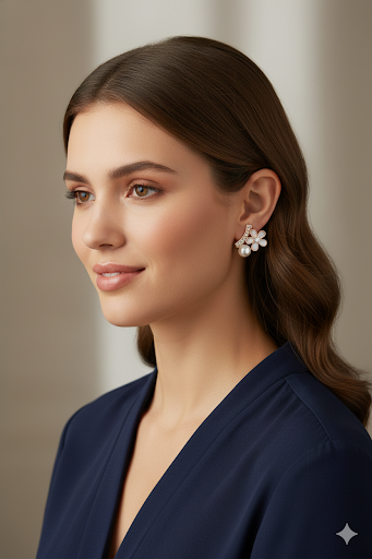 Floral Pearl Stud Earrings