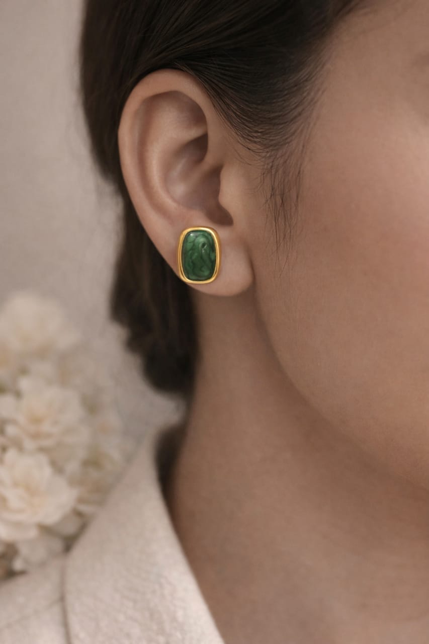 Green Gemstone Stud Earrings