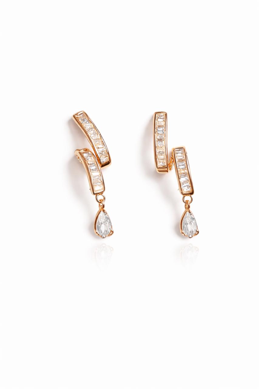 Gold-Plated Crystal Drop Earrings