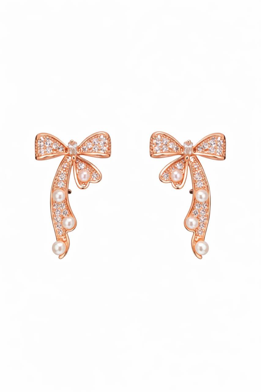 Bow Pearl Drop Earrings