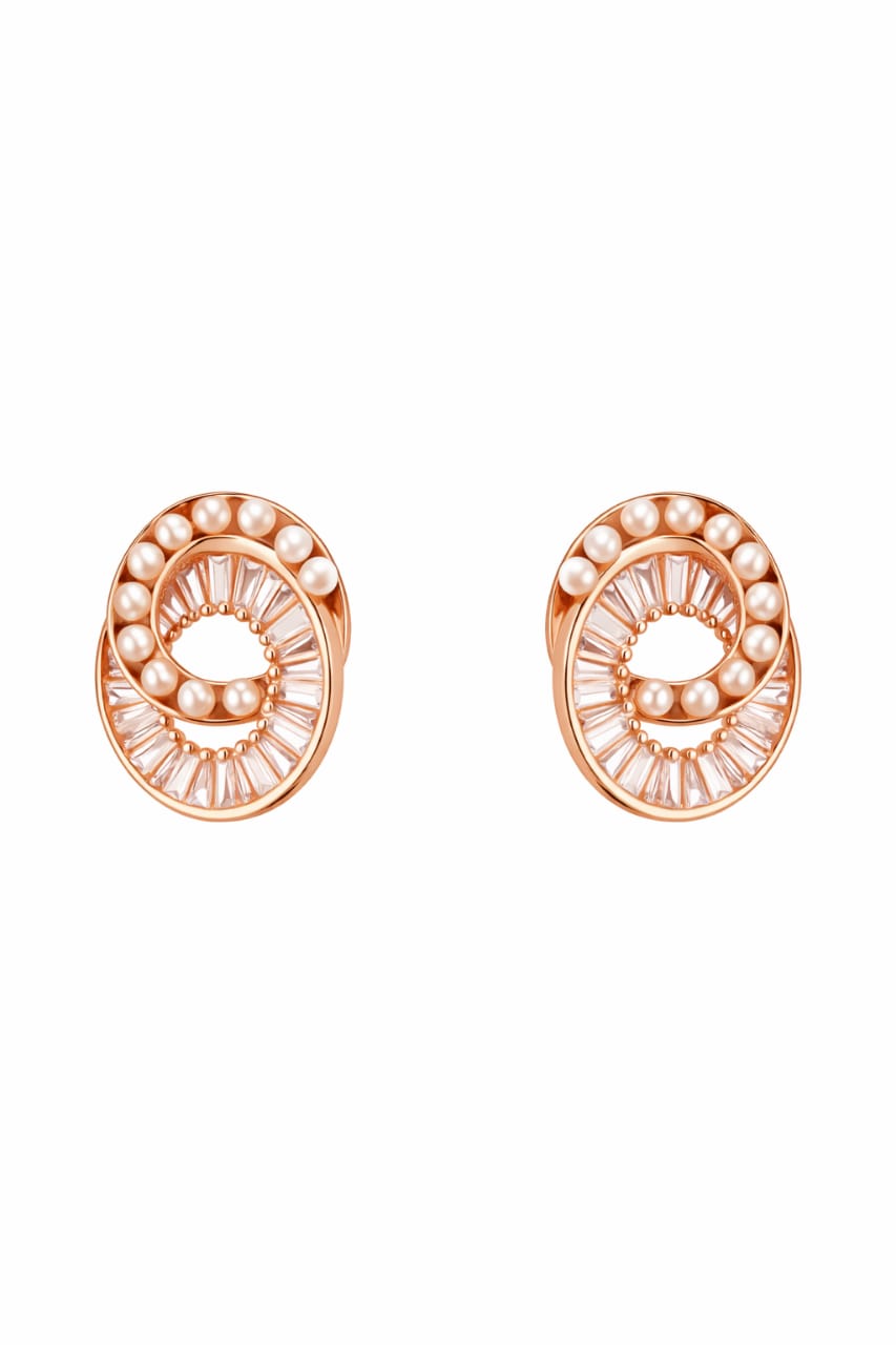 Rose Gold Pearl Stud Earrings