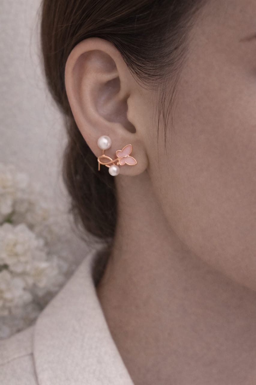 Butterfly Pearl Stud Earrings