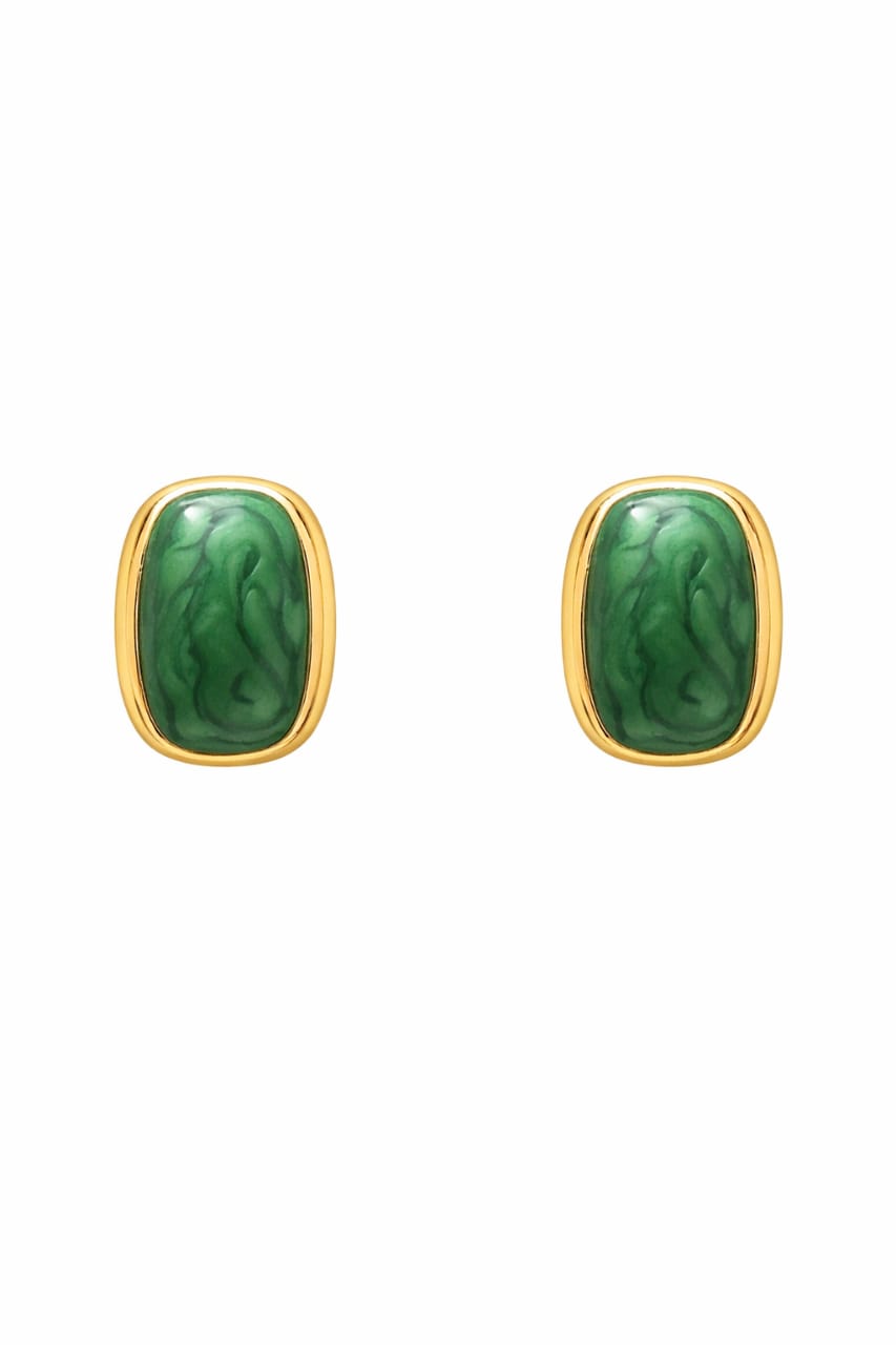 Green Gemstone Stud Earrings