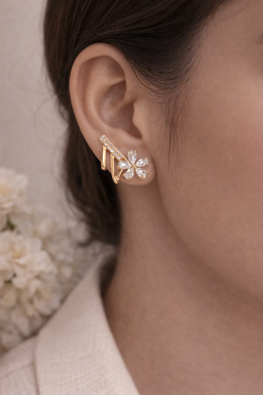 Floral Gold-Plated Earrings