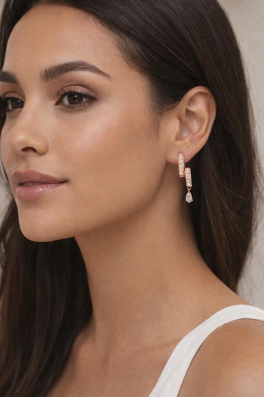 Gold-Plated Crystal Drop Earrings