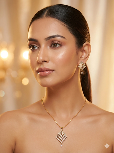 Geometric Rose Gold Jewelry Set