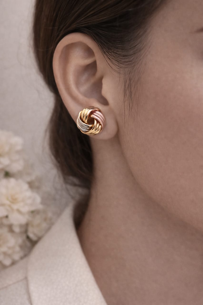 Tricolor Knot Stud Earrings