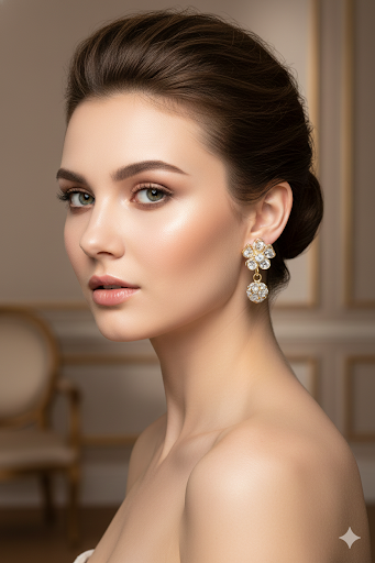 Gold Floral Crystal Earrings