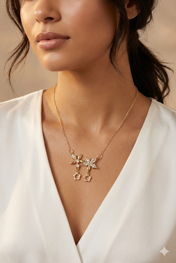 Gold floral pendant necklace